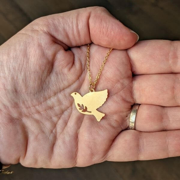 Buy Gold Dove Necklace 18K Gold Plated Jerusalem Stone Pendant Jewish Gift  Judaica Jewelry Handmade Judaical Pendant Online in India - Etsy